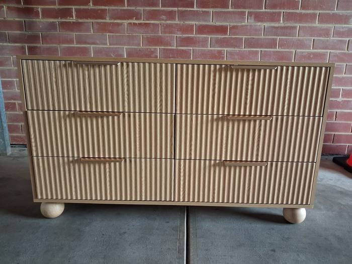 Fluted oak dresser assembled in Adelaide