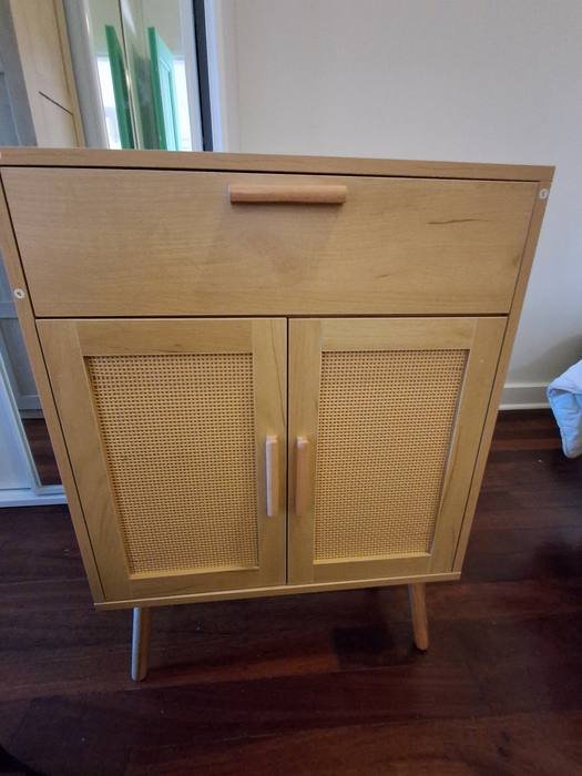 Rattan front cabinet on mid-century timber legs, Adelaide