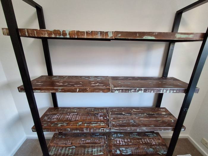 Industrial reclaimed timber look shelving unit, Adelaide